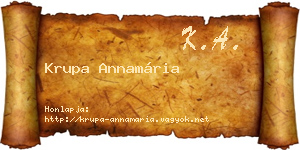 Krupa Annamária névjegykártya